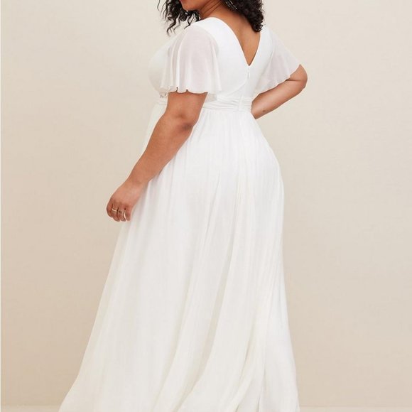 ❤️NWT VINTAGE TORRID EMPIRE WAIST WEDDING DRESS - PEARLS RHINESTONE GOWN SIZE 20 - Picture 2 of 16